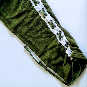 XL Army Green Joggers White Stripe Tie Up Sides